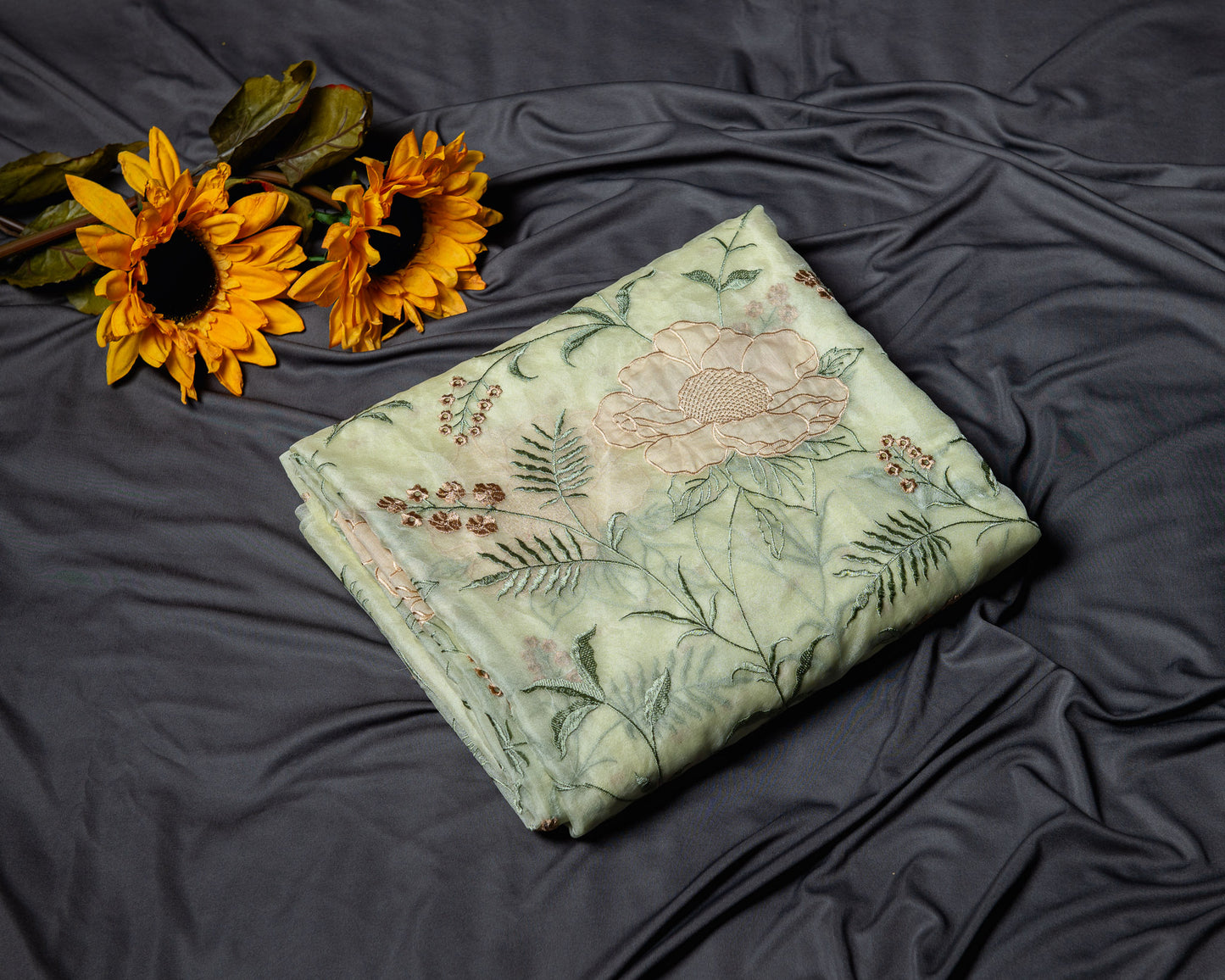 Pure Organza silk applique embroidery  saree